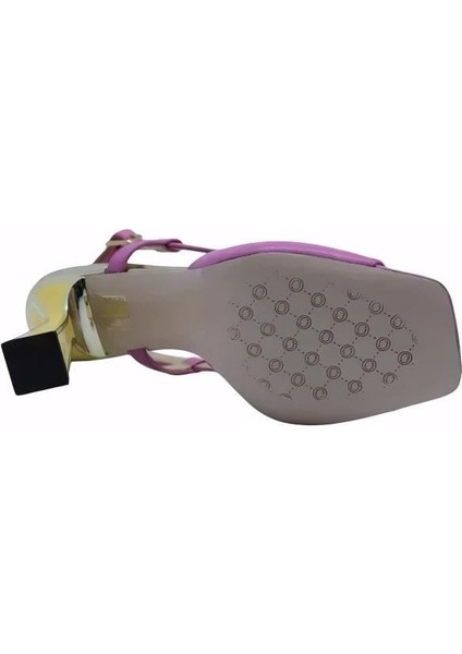 Hakiki Deri Pembe-Altın Sandalet Topuklu 319 260 V1 fırsatları