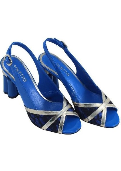 Hakiki Deri /tekstil Altın-Sax Mavı Sandalet Topuklu 380 13 modelleri