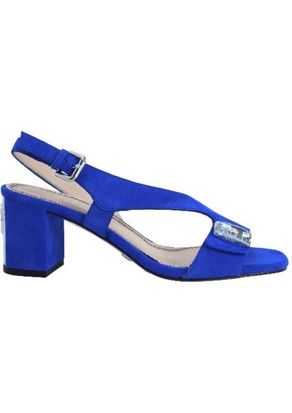 Hakiki Deri Sax Mavı Sandalet Topuklu 1918 30 V1