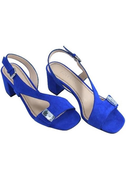 Hakiki Deri Sax Mavı Sandalet Topuklu 1918 30 V1 modelleri