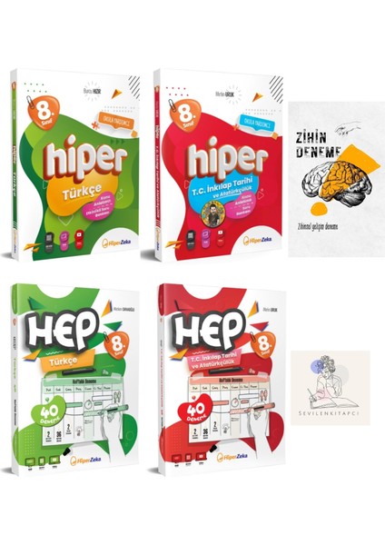 Hiperzeka 8.sınıf Türçe-Inkılap Konu Anlatım ve Hep Haftalık Deneme SET+ZİHİNDENEME-SS-SK1486