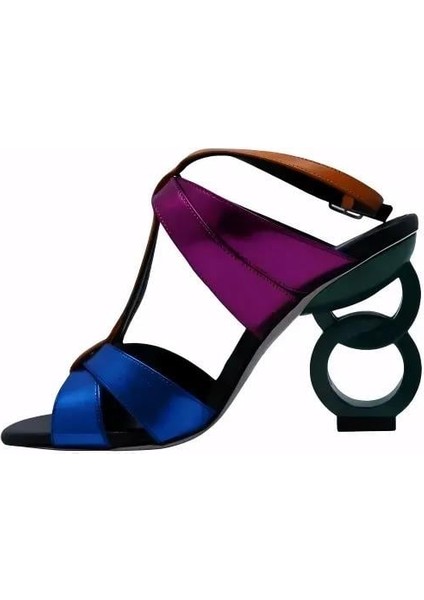 Hakiki Deri Sax Mavı-Turuncu-Fusya-Sıyah Sandalet Topuklu 6564 178 fiyatları