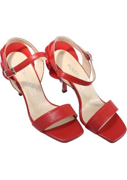Hakiki Deri Kırmızı Sandalet Topuklu 11 8025 24 modelleri
