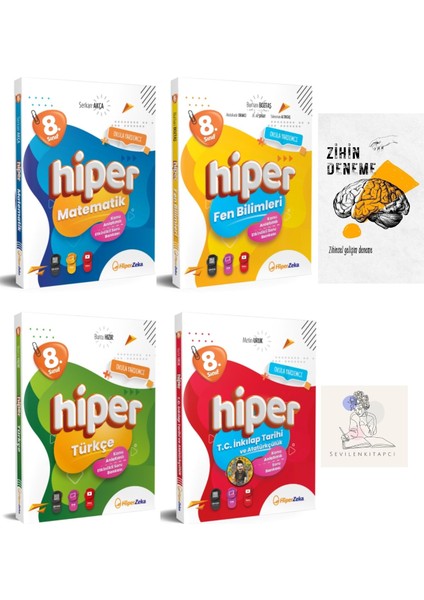Hiperzeka 8.sınıf M-F-T-I 4branş Konu Anlatım SET+ZİHİNDENEME-SS-SK1427