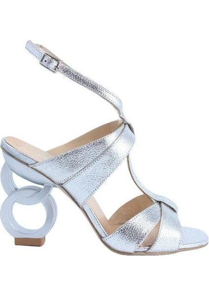 Hakiki Deri Gumus Sandalet Topuklu 6564 178