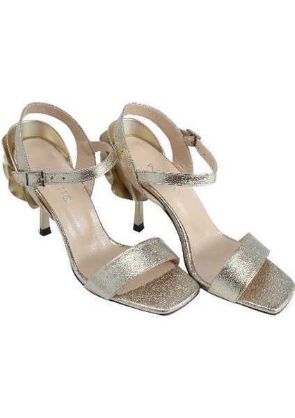 Hakiki Deri Altın Sandalet Topuklu 11 8025 24 modelleri