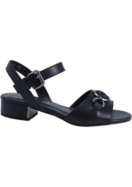 Hakiki Deri Sıyah Sandalet Topuklu 4652 156