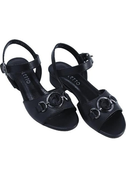 Hakiki Deri Sıyah Sandalet Topuklu 4652 156 modelleri
