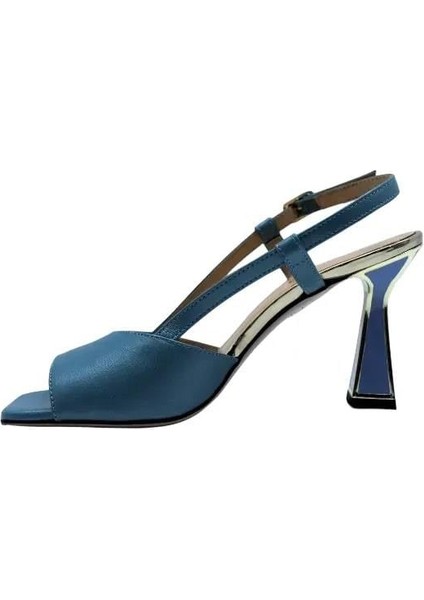 Hakiki Deri Mavı-Altın Sandalet Topuklu 319 260 V1 fiyatları