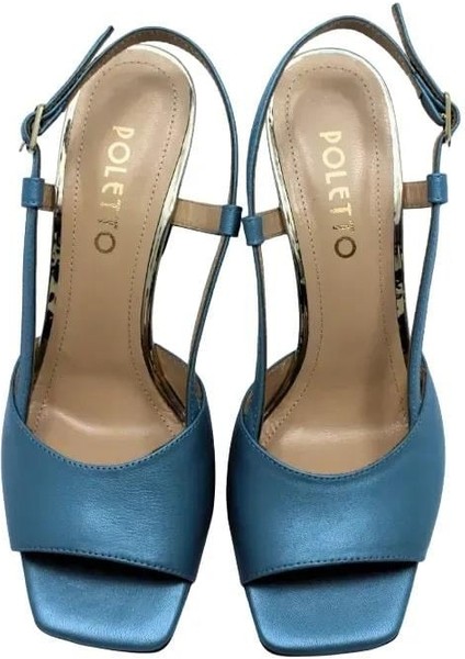 Hakiki Deri Mavı-Altın Sandalet Topuklu 319 260 V1 modelleri