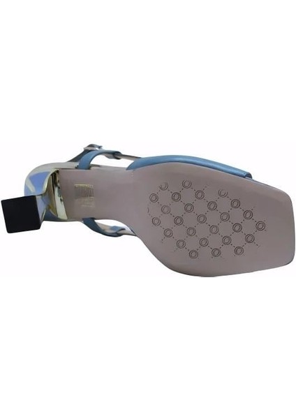 Hakiki Deri Mavı-Altın Sandalet Topuklu 319 260 V1 fırsatları
