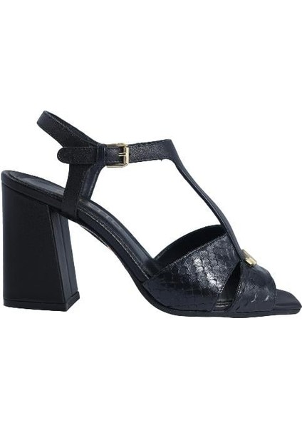 Hakiki Yılan/hakiki Deri Sıyah Sandalet Topuklu 380 38 Yln