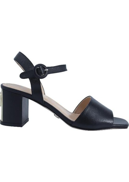 Hakiki Deri Sıyah Sandalet Topuklu 4183 27 V3