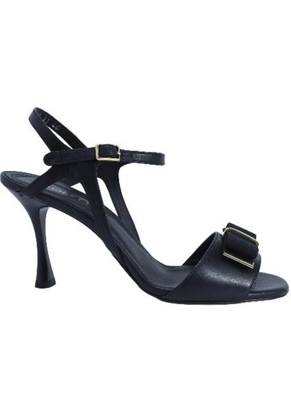 Hakiki Deri Sıyah Sandalet Topuklu 380 31