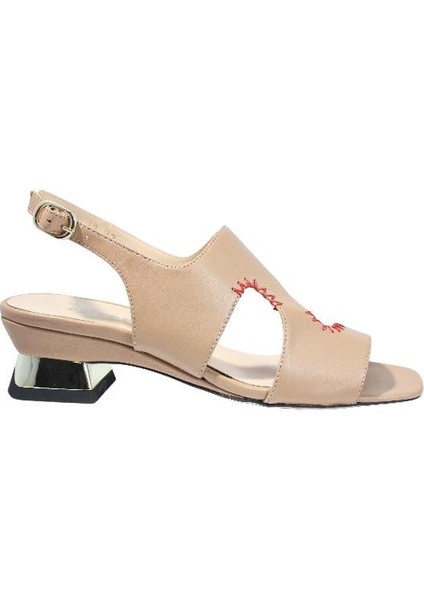 Hakiki Deri Bıskuvı Sandalet Topuklu 544 19