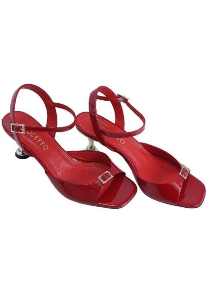 Hakiki Deri Kırmızı Sandalet Topuklu 4183 222 modelleri