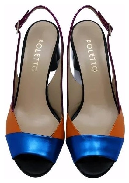 Hakiki Deri Sax Mavı-Turuncu-Fusya-Sıyah Sandalet Topuklu 4183 173 V1 modelleri