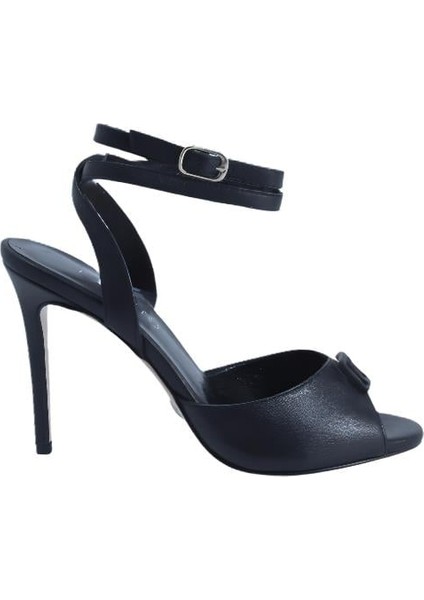 Hakiki Deri Sıyah Sandalet Topuklu 6564 204 V1