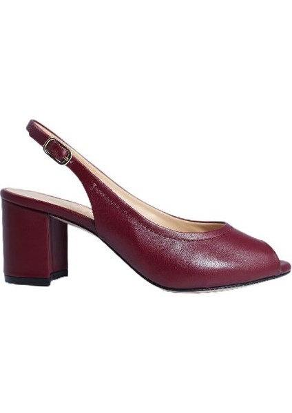 Hakiki Deri Bordo Sandalet Topuklu 1918 16 V3