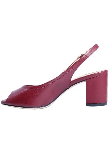 Hakiki Deri Bordo Sandalet Topuklu 1918 16 V3 fiyatları