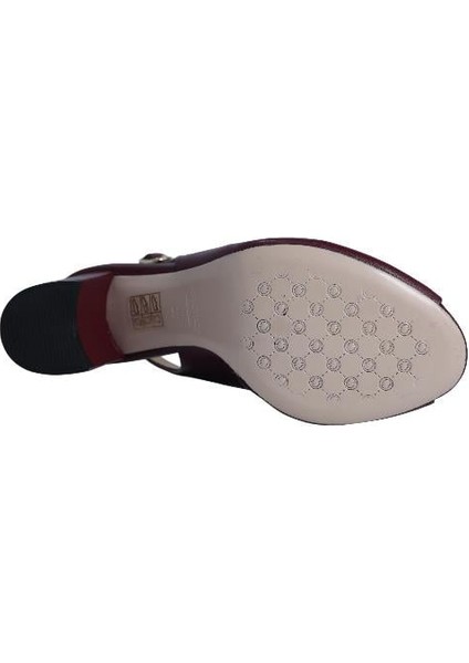 Hakiki Deri Bordo Sandalet Topuklu 1918 16 V3 fırsatları