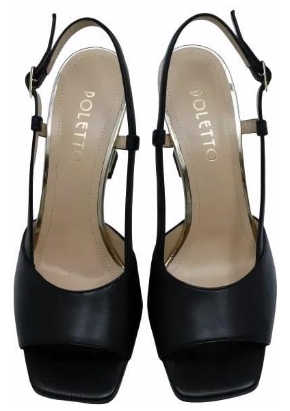 Hakiki Deri Sıyah-Altın Sandalet Topuklu 319 260 V1 modelleri