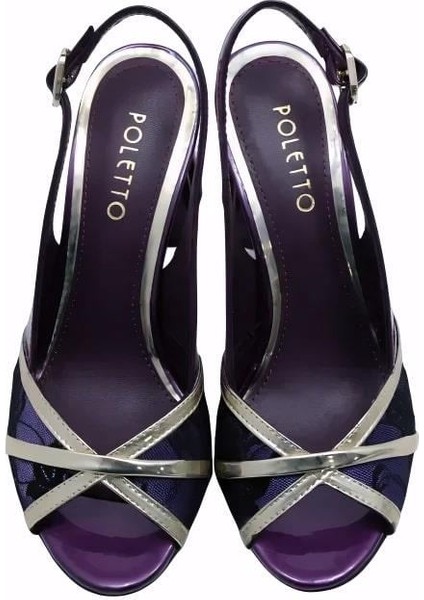 Hakiki Deri /tekstil Altın-Mor Sandalet Topuklu 380 13 modelleri