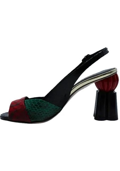 Hakiki Yılan/hakiki Deri Kırmızı-Yesıl-Sıyah-Altın Sandalet Topuklu 319 255 Yln fiyatları