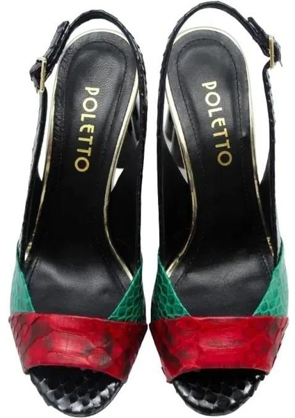 Hakiki Yılan/hakiki Deri Kırmızı-Yesıl-Sıyah-Altın Sandalet Topuklu 319 255 Yln modelleri