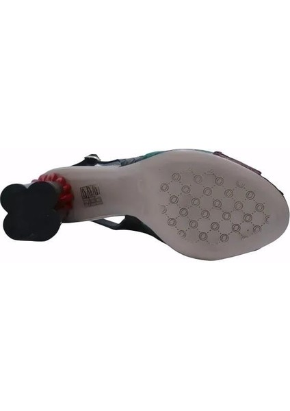 Hakiki Yılan/hakiki Deri Kırmızı-Yesıl-Sıyah-Altın Sandalet Topuklu 319 255 Yln fırsatları