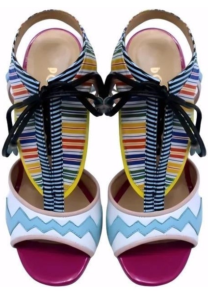 Hakiki Deri Pembe-Beyaz-Mavı-Sarı-Fusya Sandalet Topuklu 5669 162 V1 modelleri