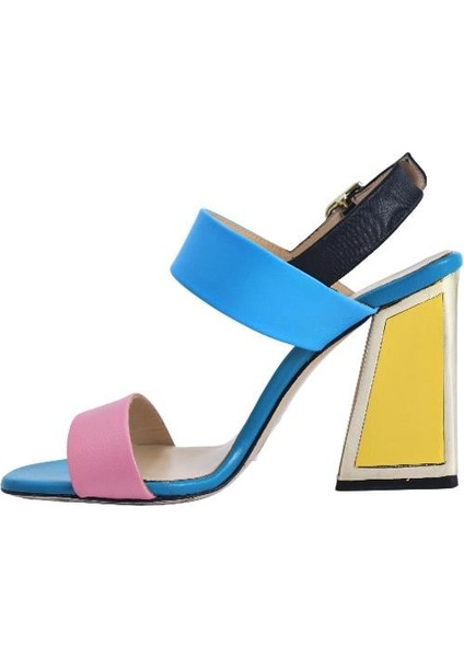 Hakiki Deri /tekstil Pembe-Sıyah-Sarı Sandalet Topuklu 6564 161 V1 fiyatları