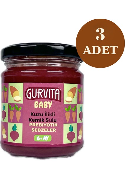 Baby Kuzu Ilikli Kemik Sulu Prebiyotik Sebzeler 165 gr 3 Adet