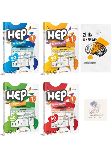 Hiperzeka 7.sınıf M-F-T-S 4branş Hep Haftalık Deneme +ZİHİNDENEME-SS-SK1054