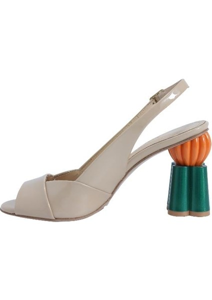 Hakiki Deri Bej Sandalet Topuklu 319 255 fiyatları