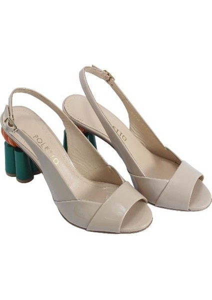 Hakiki Deri Bej Sandalet Topuklu 319 255 modelleri