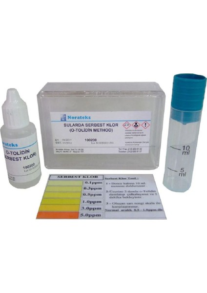 Serbest Klor (Aktif Klor) (O-Tolidin Metod) ( 0,1 - 0,3 - 0,5 - 1,0 - 3,0 - 5,0 ) Test Kiti