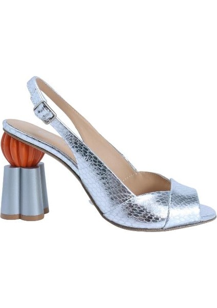 Hakiki Deri Gumus Sandalet Topuklu 319 255