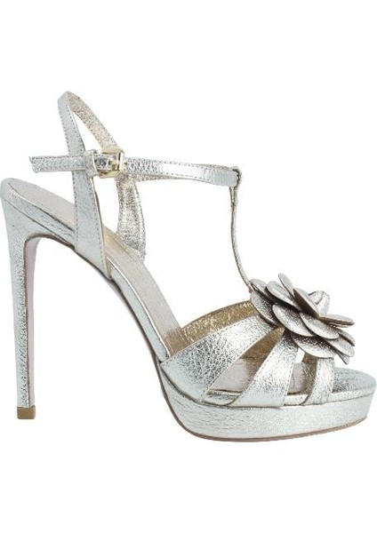 Hakiki Deri Altın Sandalet Topuklu 6564 202