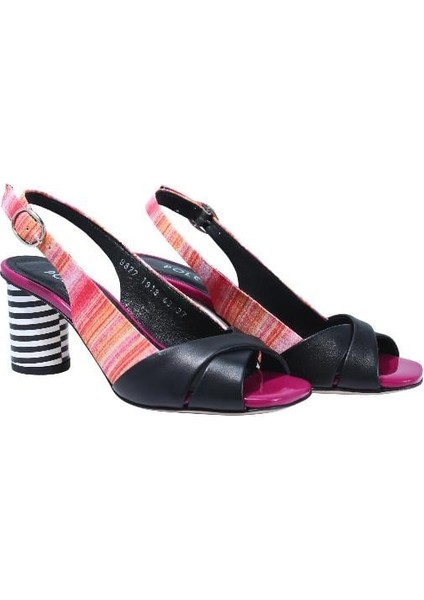 Hakiki Deri Sıyah-Pembe-Fusya-Beyaz Sandalet Topuklu 1918 43 Kms modelleri