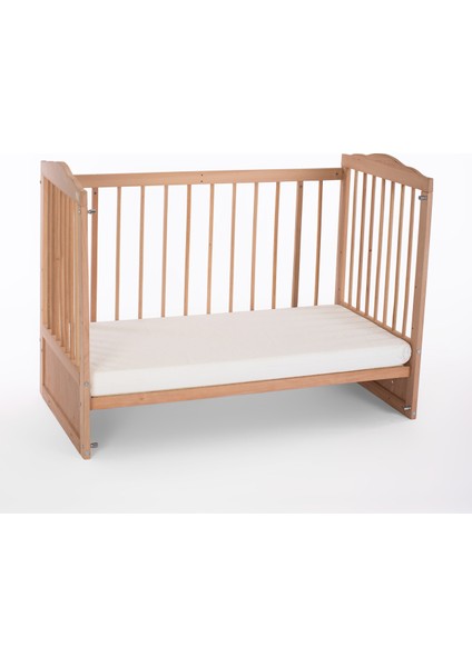 Ahşap Organik Beşik Anne Yanı Beşik 3 Kademeli Lüx Bebek Beşiği 60 x 120 cm - Gri Balina Uyku Setli & Soft Yataklı