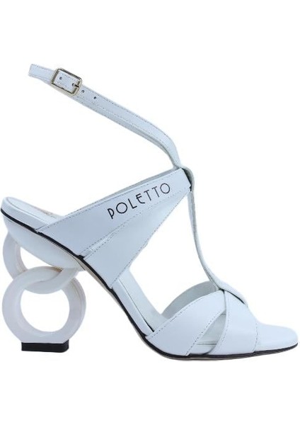 Hakiki Deri Beyaz Sandalet Topuklu 6564 178 V1