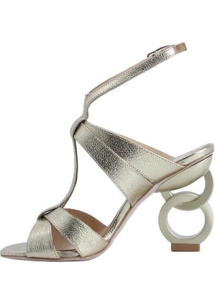 Hakiki Deri Altın Sandalet Topuklu 6564 178 fiyatları