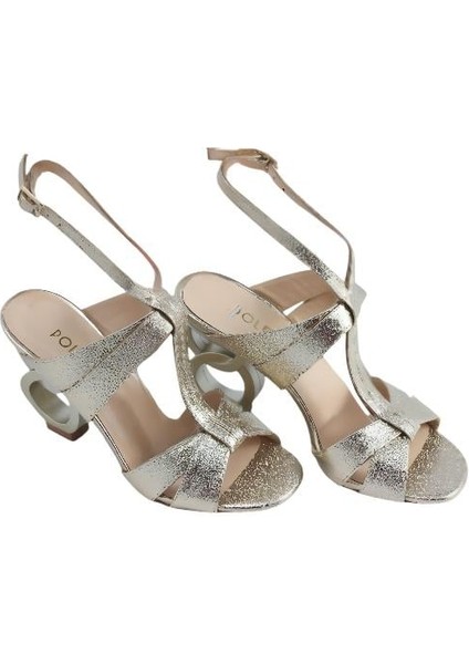 Hakiki Deri Altın Sandalet Topuklu 6564 178 modelleri