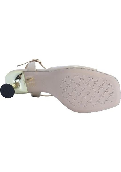 Hakiki Deri Bej Sandalet Topuklu 4183 222