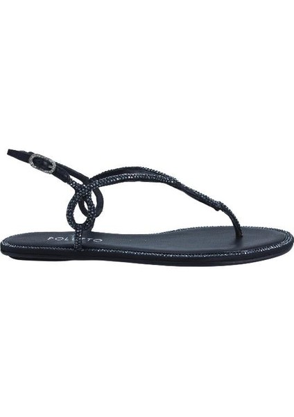 Hakiki Deri /tekstil Sıyah Sandalet Düz Terlik 0197 285