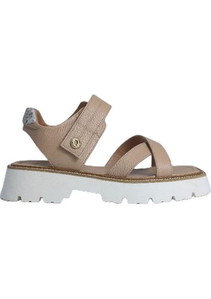 Paola Fabıanı Ayakkabı Hakiki Deri Bıskuvı-Bej Kahve Sandalet Düz Terlik 04 337