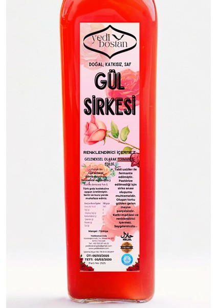 Doğal Fermante Gül Sirkesi 500 ml Katkısız