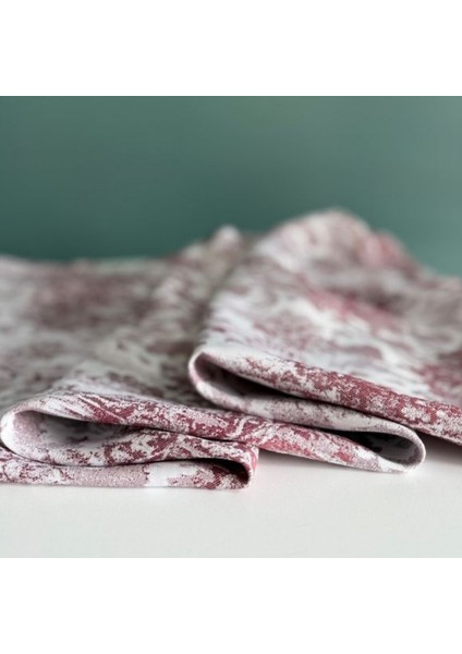 Yüksek Kaliteli Desenli Jakarlı Dokuma Kumaş Kare 160 x 160 Masa Örtüsü Bordo Ağırlıklı
