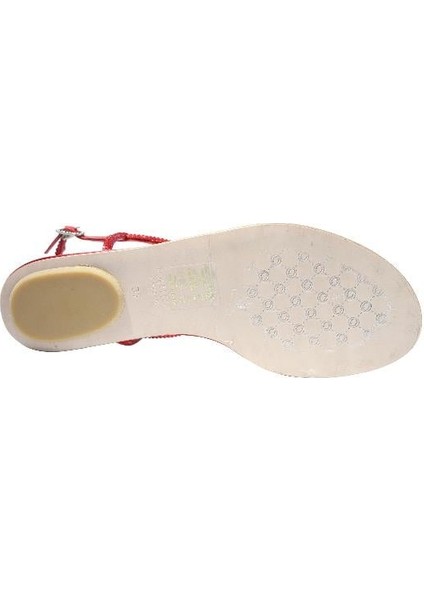 Hakiki Deri /tekstil Kırmızı Sandalet Düz Terlik 0197 29 fırsatları